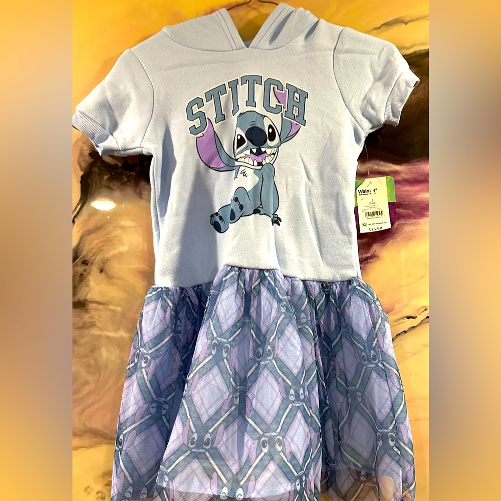 Disney Stitch Girls hooded dress 6-6X NWT